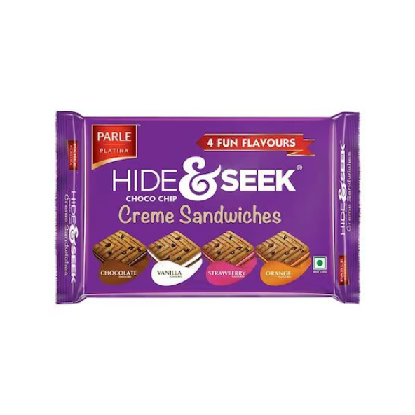 Parle Hide & Seek 4 Fun Flavours Choco Chip Creme Sandwich Biscuits 400 g